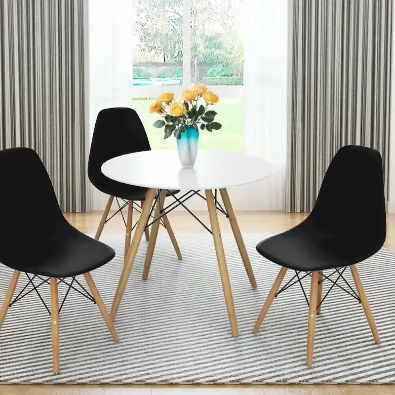 Gymax Lot de 2 chaises de salle à manger modernes sans accoudoirs pour bureau à domicile, avec revêtement en bois - Voir les détails
