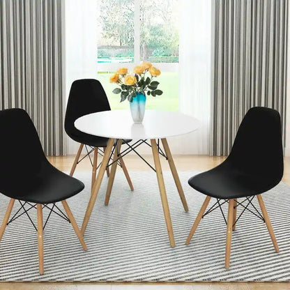 Gymax Lot de 2 chaises de salle à manger modernes sans accoudoirs pour bureau à domicile, avec revêtement en bois - Voir les détails