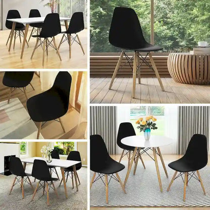 Gymax Lot de 2 chaises de salle à manger modernes sans accoudoirs pour bureau à domicile, avec revêtement en bois - Voir les détails