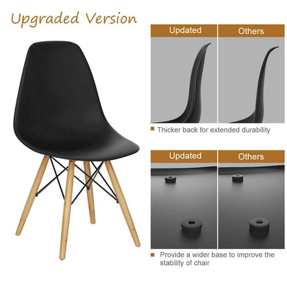 Gymax Lot de 2 chaises de salle à manger modernes sans accoudoirs pour bureau à domicile, avec revêtement en bois - Voir les détails