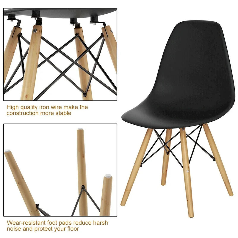Gymax Lot de 2 chaises de salle à manger modernes sans accoudoirs pour bureau à domicile, avec revêtement en bois - Voir les détails