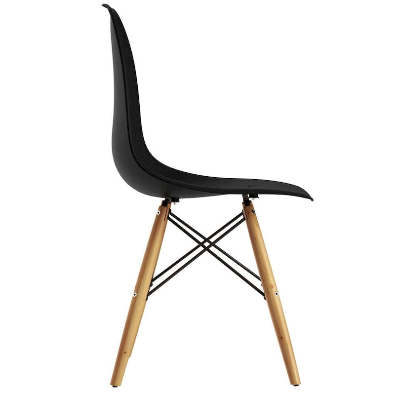 Gymax Lot de 2 chaises de salle à manger modernes sans accoudoirs pour bureau à domicile, avec revêtement en bois - Voir les détails