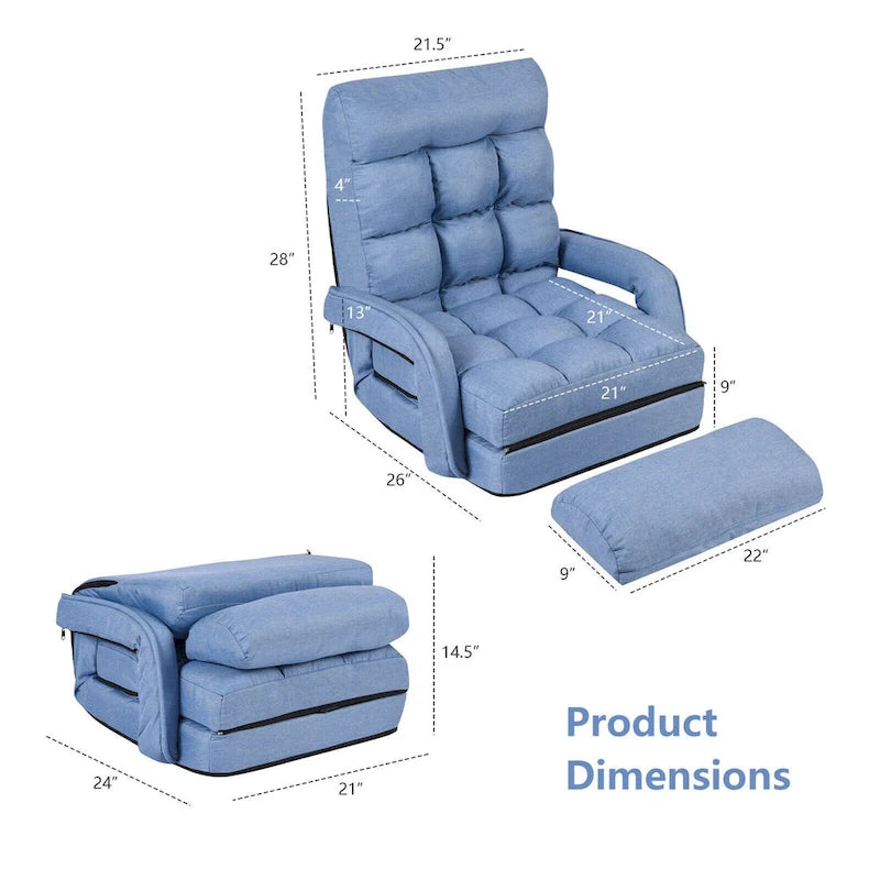 Canapé-lit pliant Gymax bleu avec