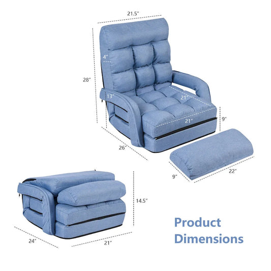 Canapé-lit pliant Gymax bleu avec