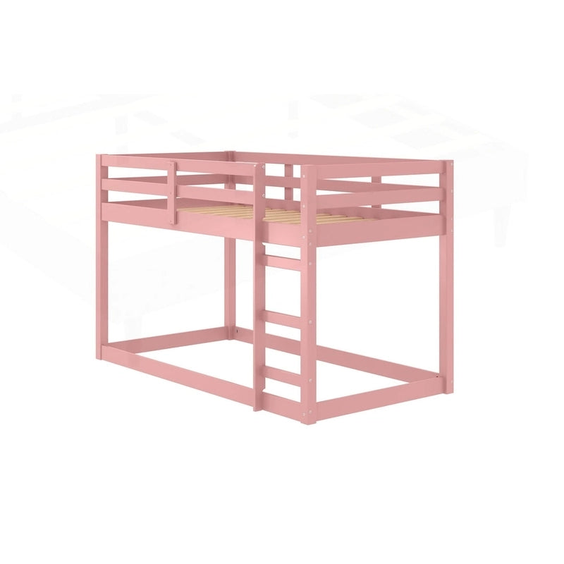 Lit mezzanine double en bois polyvalent avec lattes intégrées et barrière de sécurité