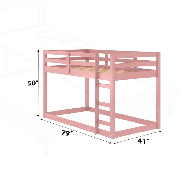 Lit mezzanine double en bois polyvalent avec lattes intégrées et barrière de sécurité