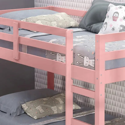 Lit mezzanine double en bois polyvalent avec lattes intégrées et barrière de sécurité