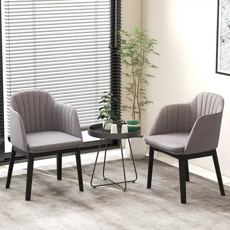 Gymax Lot de 2 chaises de salle à manger modernes, chaises d'appoint rembourrées en velours avec