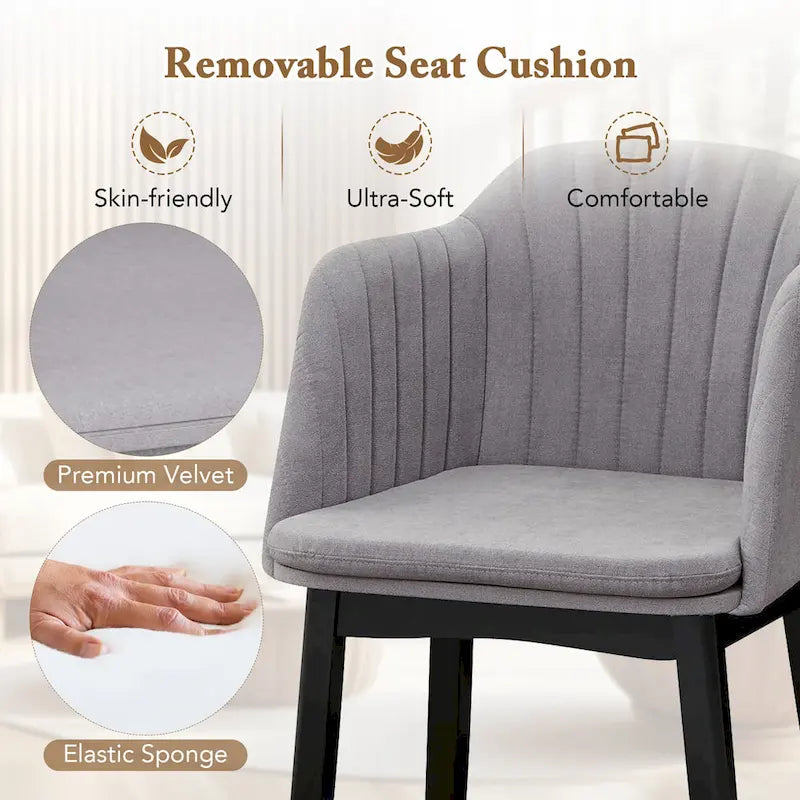 Gymax Lot de 2 chaises de salle à manger modernes, chaises d'appoint rembourrées en velours avec
