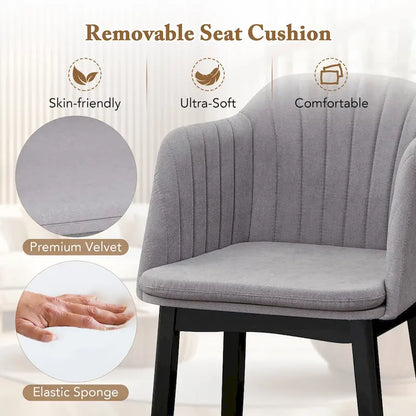 Gymax Lot de 2 chaises de salle à manger modernes, chaises d'appoint rembourrées en velours avec