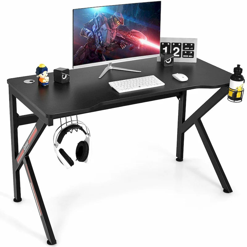 Bureau de jeu Gymax 48 en forme de K avec porte-gobelet et