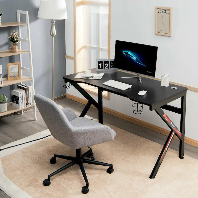 Bureau de jeu Gymax 48 en forme de K avec porte-gobelet et