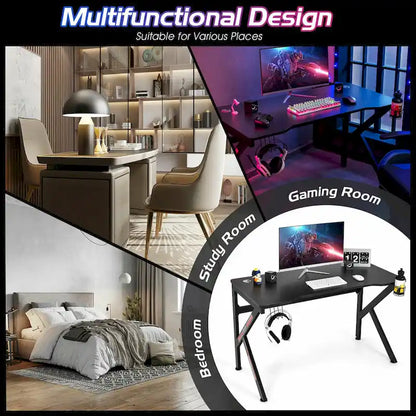 Bureau de jeu Gymax 48 en forme de K avec porte-gobelet et
