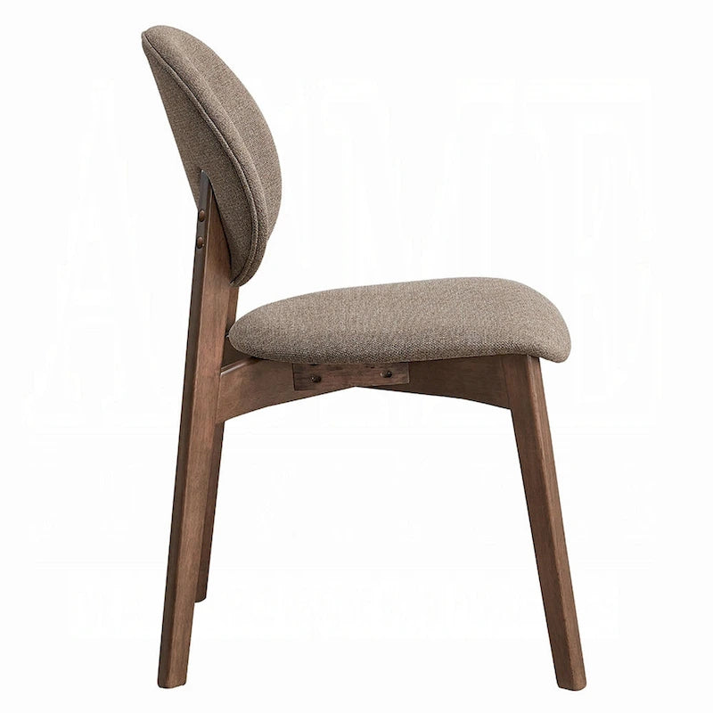Ensemble de 2 chaises de salle à manger Hamza, lin marron clair, bois d'hévéa noyer