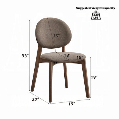 Ensemble de 2 chaises de salle à manger Hamza, lin marron clair, bois d'hévéa noyer