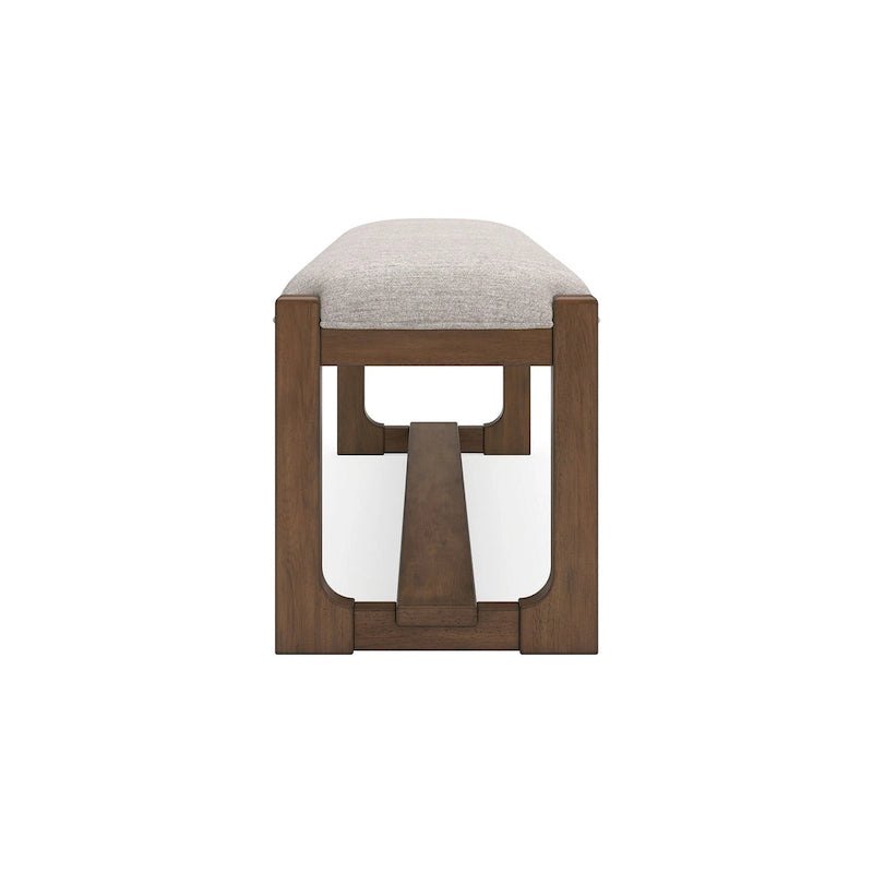 Banc de salle à manger Cabal, grand format, rembourré en polyester beige, bois brun, 162,5 cm (64 pouces).