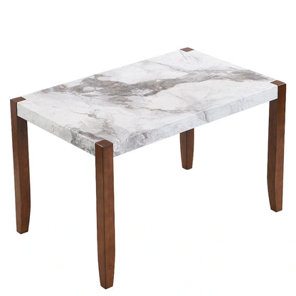 Ensemble de salle à manger 5 pièces, ensemble de cuisine et salle à manger pour 4 personnes avec table style marbre imitation et 4 chaises rembourrées