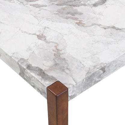 Ensemble de salle à manger 5 pièces, ensemble de cuisine et salle à manger pour 4 personnes avec table style marbre imitation et 4 chaises rembourrées