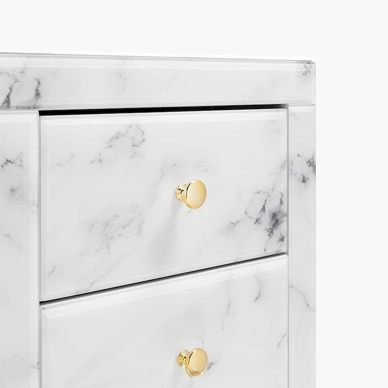 Table de chevet moderne en marbre et verre trempé avec 3 tiroirs, meuble de rangement, table d'appoint minimaliste et pratique pour canapé