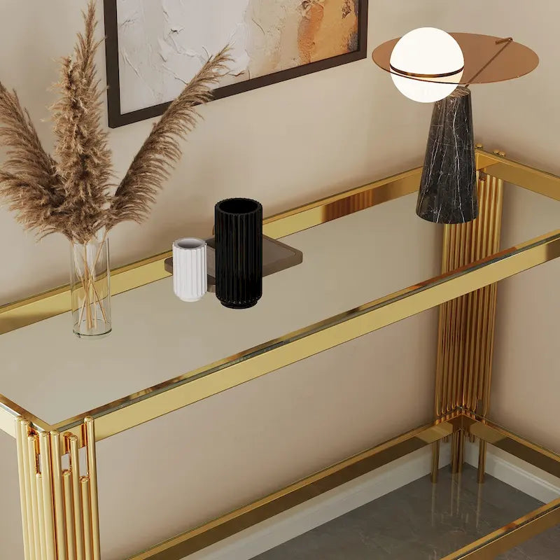 Console sophistiquée en verre trempé double couche