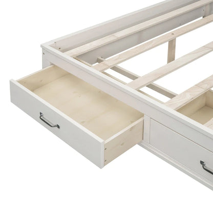 Lit capitaine tout-en-un avec prises et ports USB intégrés, méridienne en bois, 3 tiroirs inférieurs et armoire de rangement supérieure à ouverture par pression.