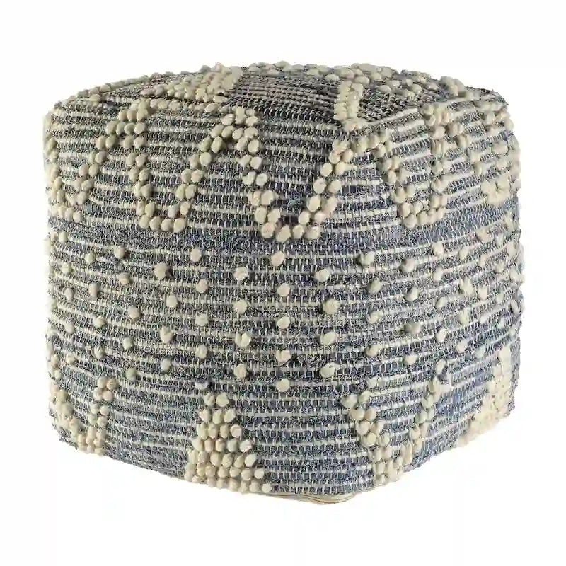 Pouf ottoman géométrique bleu pour salon ou chambre