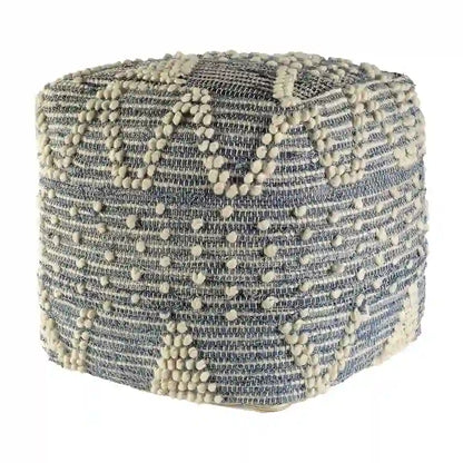 Pouf ottoman géométrique bleu pour salon ou chambre