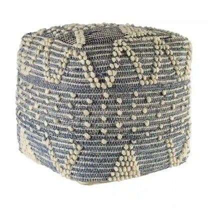 Pouf ottoman géométrique bleu pour salon ou chambre