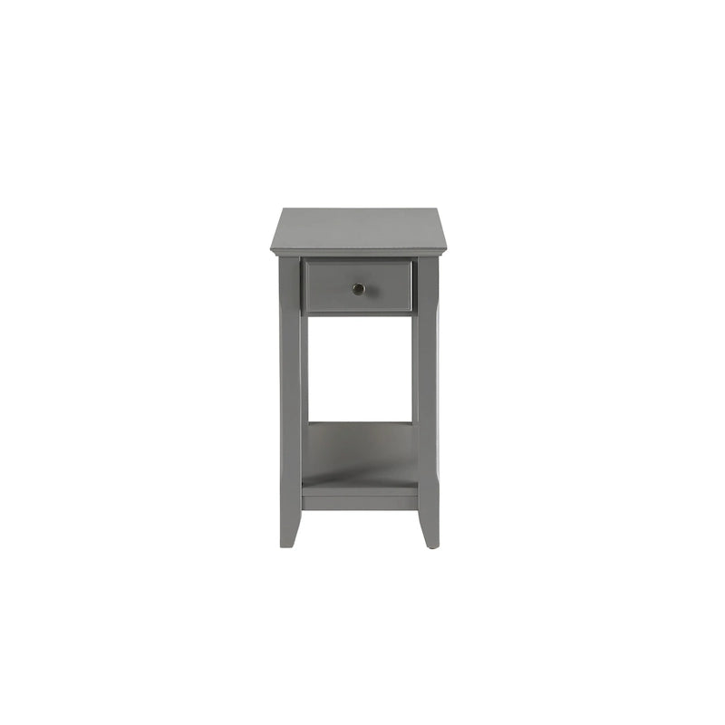 Table d'appoint rectangulaire en bois de 58 cm (23 po) avec deux étagères de rangement et un tiroir, idéale pour le salon - Dimensions : 33 cm (13 po) L x 56 cm (22 po) l x 58 cm (23 po) H