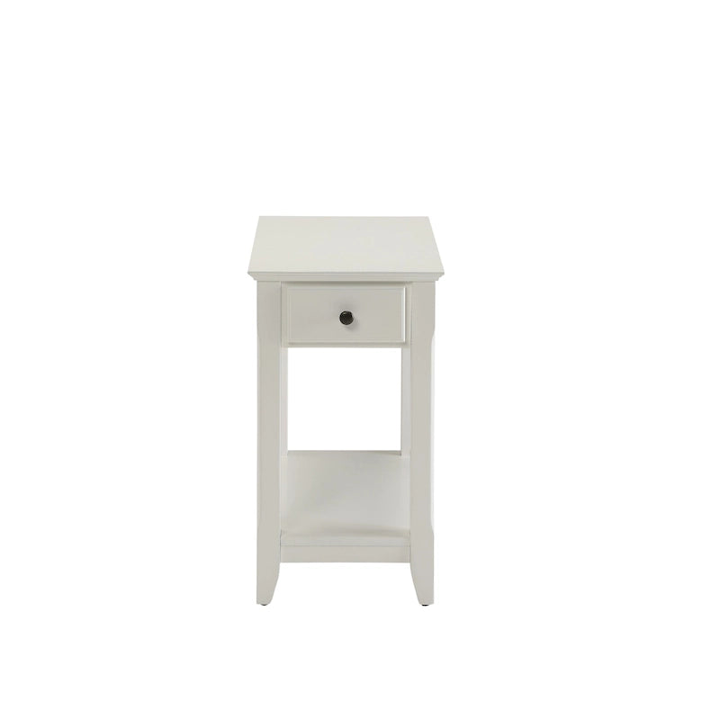 Table d'appoint rectangulaire en bois de 58 cm (23 po) avec deux étagères de rangement et un tiroir, idéale pour le salon - Dimensions : 33 cm (13 po) L x 56 cm (22 po) l x 58 cm (23 po) H