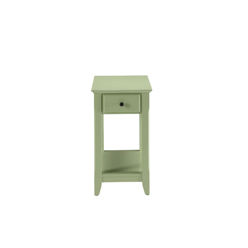 Table d'appoint rectangulaire en bois de 58 cm (23 po) avec deux étagères de rangement et un tiroir, idéale pour le salon - Dimensions : 33 cm (13 po) L x 56 cm (22 po) l x 58 cm (23 po) H