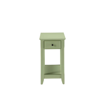 Table d'appoint rectangulaire en bois de 58 cm (23 po) avec deux étagères de rangement et un tiroir, idéale pour le salon - Dimensions : 33 cm (13 po) L x 56 cm (22 po) l x 58 cm (23 po) H