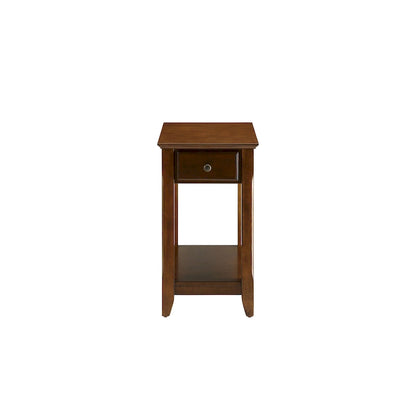 Table d'appoint rectangulaire en bois de 58 cm (23 po) avec deux étagères de rangement et un tiroir, idéale pour le salon - Dimensions : 33 cm (13 po) L x 56 cm (22 po) l x 58 cm (23 po) H