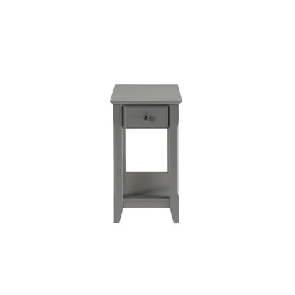 Table d'appoint rectangulaire en bois de 58 cm (23 po) avec deux étagères de rangement et un tiroir, idéale pour le salon - Dimensions : 33 cm (13 po) L x 56 cm (22 po) l x 58 cm (23 po) H