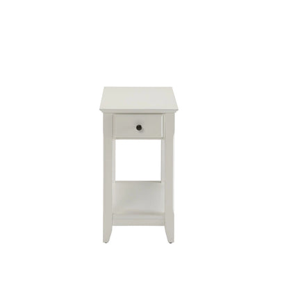 Table d'appoint rectangulaire en bois de 58 cm (23 po) avec deux étagères de rangement et un tiroir, idéale pour le salon - Dimensions : 33 cm (13 po) L x 56 cm (22 po) l x 58 cm (23 po) H