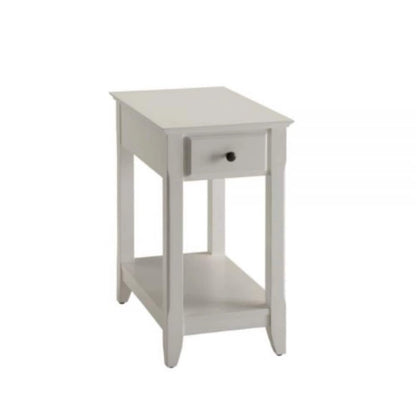 Table d'appoint rectangulaire en bois de 58 cm (23 po) avec deux étagères de rangement et un tiroir, idéale pour le salon - Dimensions : 33 cm (13 po) L x 56 cm (22 po) l x 58 cm (23 po) H