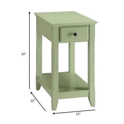 Table d'appoint rectangulaire en bois de 58 cm (23 po) avec deux étagères de rangement et un tiroir, idéale pour le salon - Dimensions : 33 cm (13 po) L x 56 cm (22 po) l x 58 cm (23 po) H