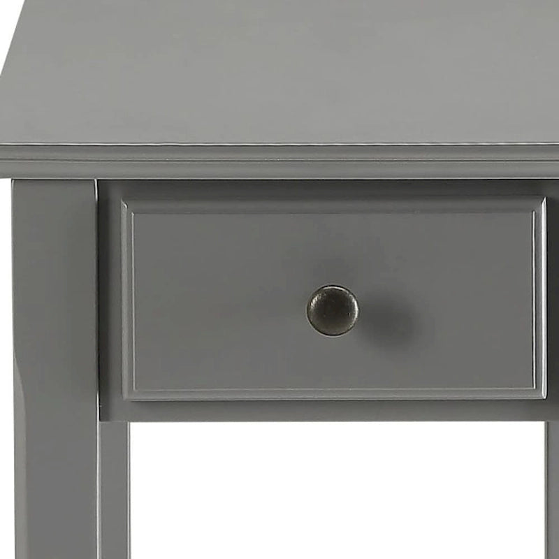 Table d'appoint rectangulaire en bois de 58 cm (23 po) avec deux étagères de rangement et un tiroir, idéale pour le salon - Dimensions : 33 cm (13 po) L x 56 cm (22 po) l x 58 cm (23 po) H