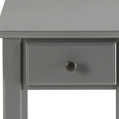 Table d'appoint rectangulaire en bois de 58 cm (23 po) avec deux étagères de rangement et un tiroir, idéale pour le salon - Dimensions : 33 cm (13 po) L x 56 cm (22 po) l x 58 cm (23 po) H