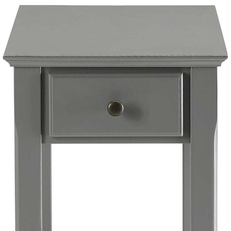 Table d'appoint rectangulaire en bois de 58 cm (23 po) avec deux étagères de rangement et un tiroir, idéale pour le salon - Dimensions : 33 cm (13 po) L x 56 cm (22 po) l x 58 cm (23 po) H