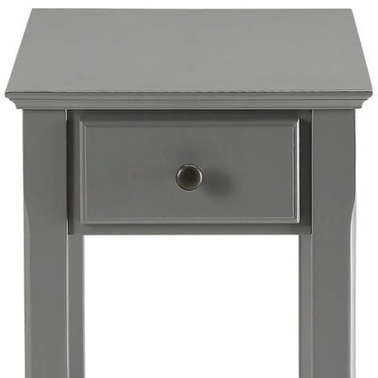 Table d'appoint rectangulaire en bois de 58 cm (23 po) avec deux étagères de rangement et un tiroir, idéale pour le salon - Dimensions : 33 cm (13 po) L x 56 cm (22 po) l x 58 cm (23 po) H