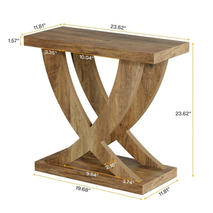 Table d'appoint de style campagnard, table d'appoint étroite avec piètement en queue de poisson, idéale pour le salon ou le bureau, marron