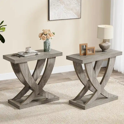 Table d'appoint de style campagnard, table d'appoint étroite avec piètement en queue de poisson, idéale pour le salon ou le bureau, marron