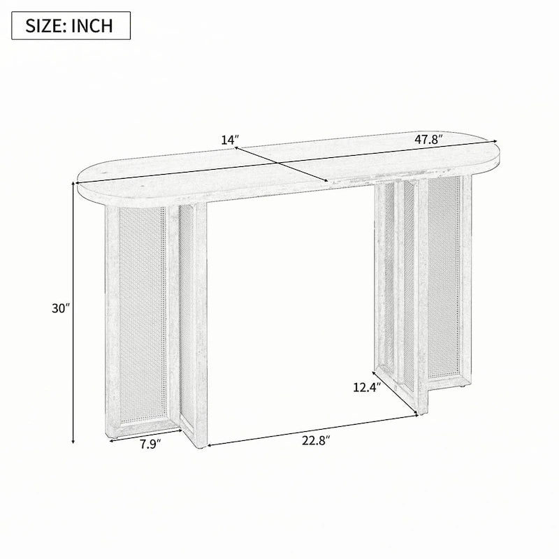 Console d'entrée en rotin style ferme, bleu marine