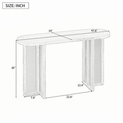 Console d'entrée en rotin style ferme, bleu marine