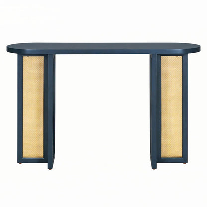 Console d'entrée en rotin style ferme, bleu marine