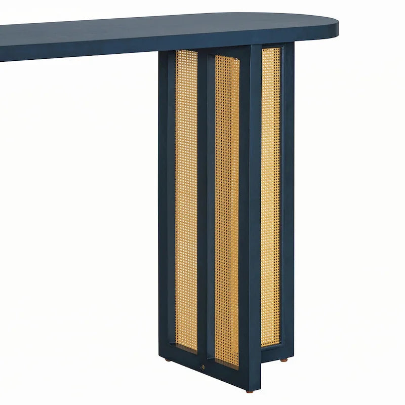 Console d'entrée en rotin style ferme, bleu marine