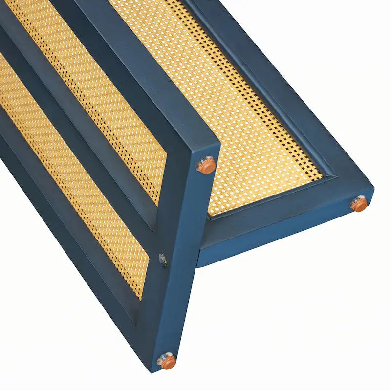 Console d'entrée en rotin style ferme, bleu marine