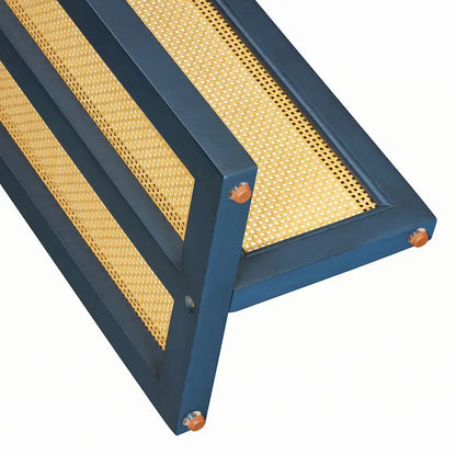 Console d'entrée en rotin style ferme, bleu marine