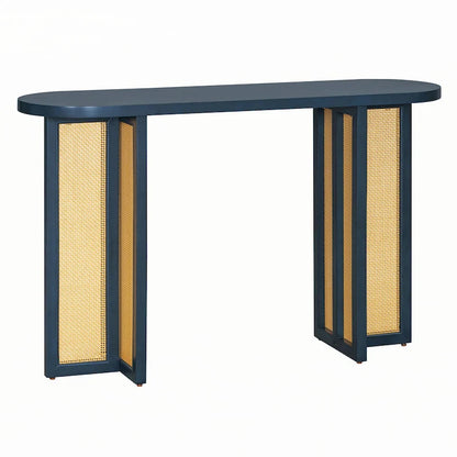Console d'entrée en rotin style ferme, bleu marine
